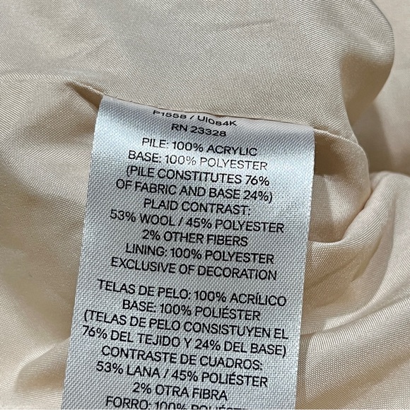 PENDLETON Ivory Fleece Full Zip Jacket Sz Large Wool Plaid‎ Lined Sherpa Coat - Picture 9 of 12